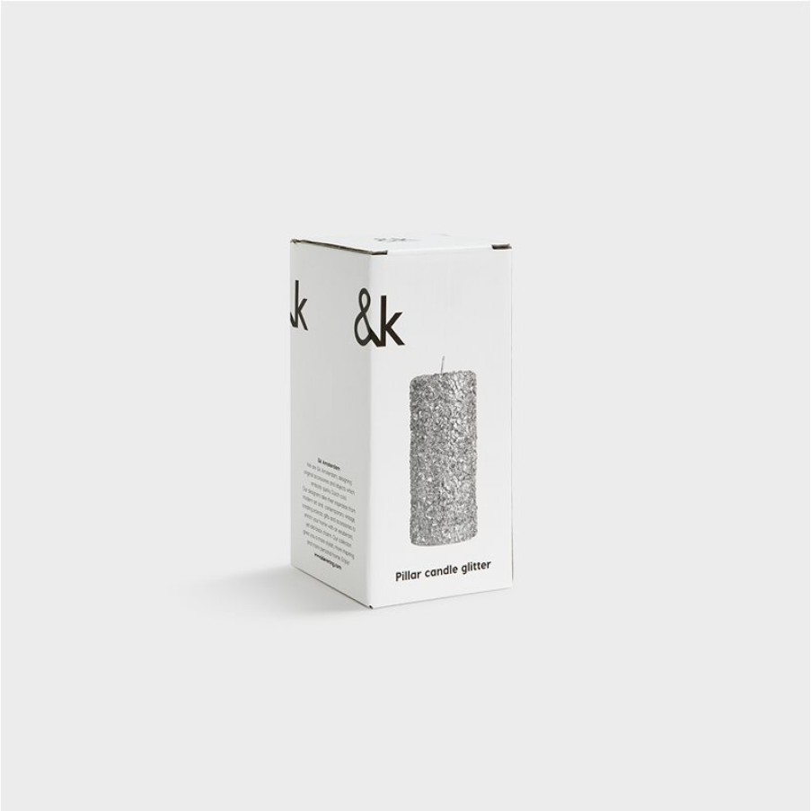 Candles | &K Candle Pillar Silver Large