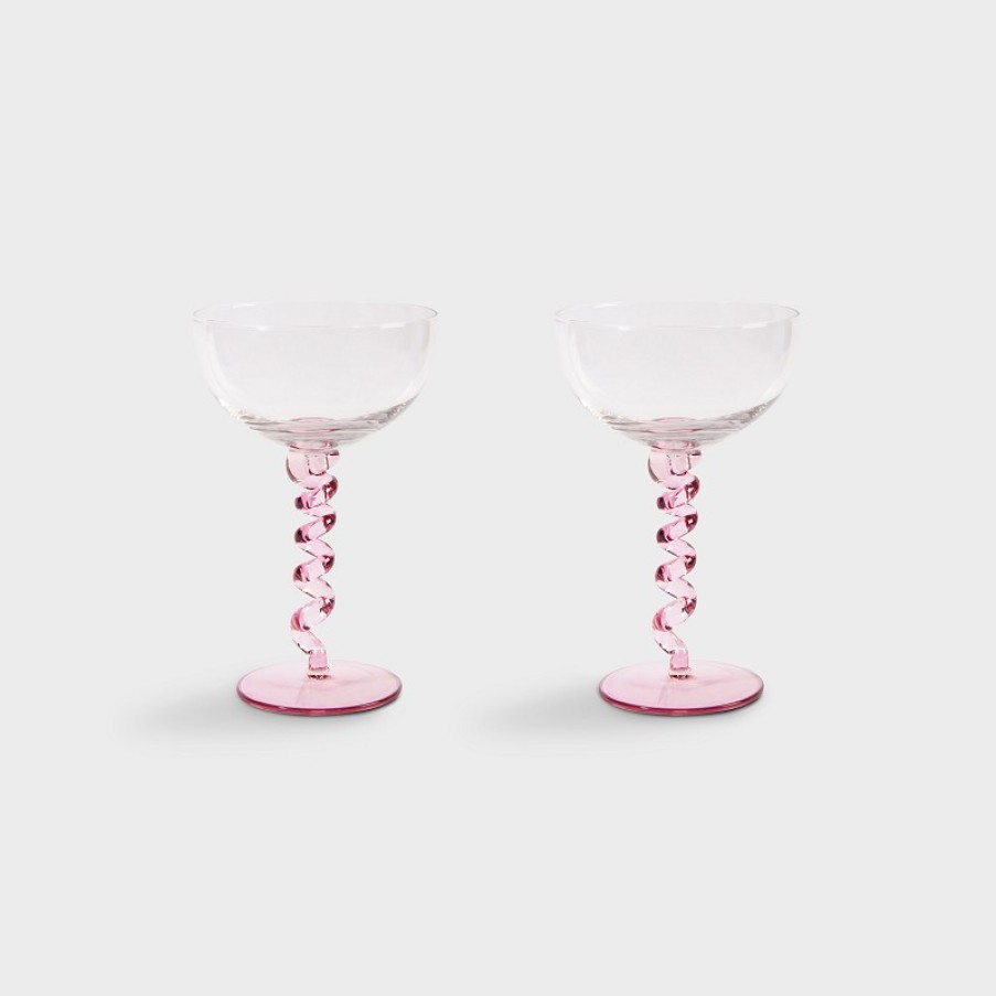 Glasses | &K Coupe Spiral Pink Set Of 2