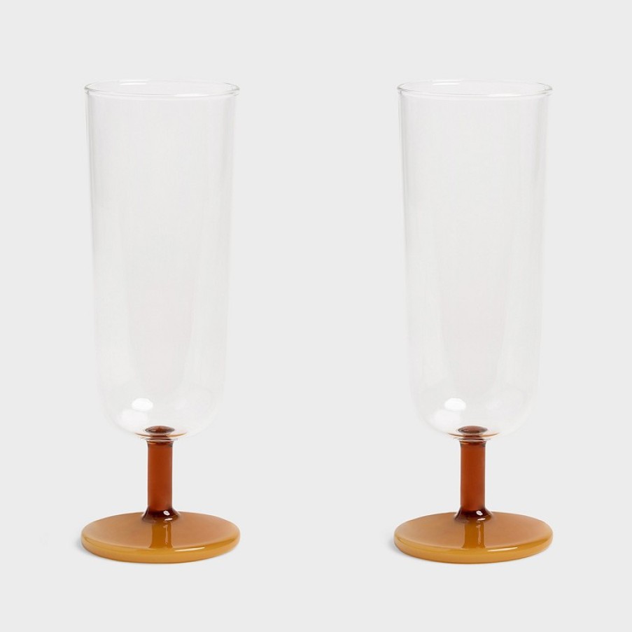 Glasses | &K Flute Mingle Amber Set Of 2