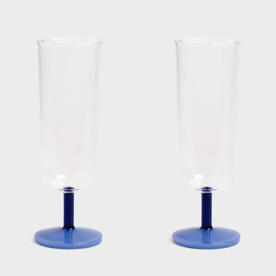 Glasses | &K Flute Mingle Blue Set Of 2