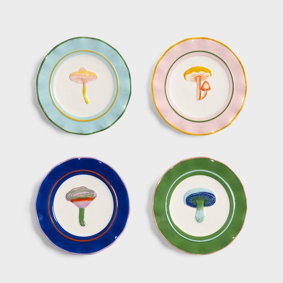 Plates | &K Plate Magic Mushroom Set Of 4