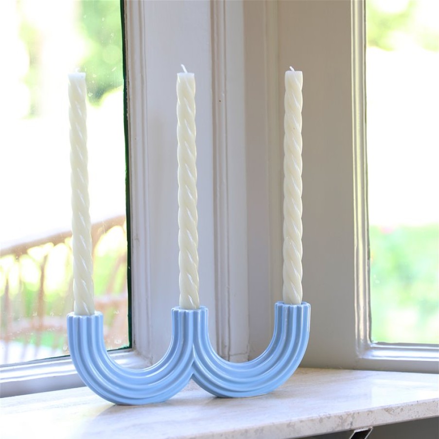 Candle Holders | &K Candle Holder Churros Light Blue