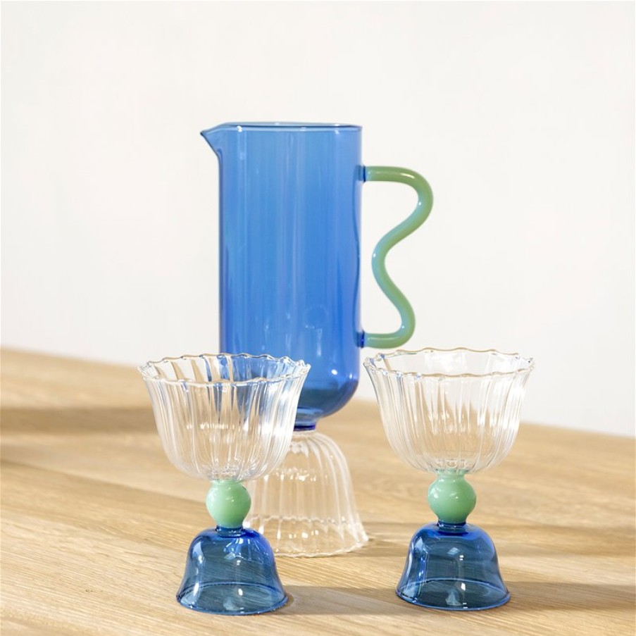 Glasses | &K Glass Tulip Blue Set Of 2